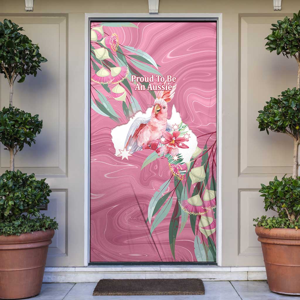 Pink Cockatoo Australia Day Door Cover Proud To Be An Aussie Opal Eucalyptus Blossoms - Aussie Hoodie