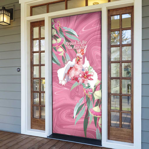 Pink Cockatoo Australia Day Door Cover Proud To Be An Aussie Opal Eucalyptus Blossoms - Aussie Hoodie