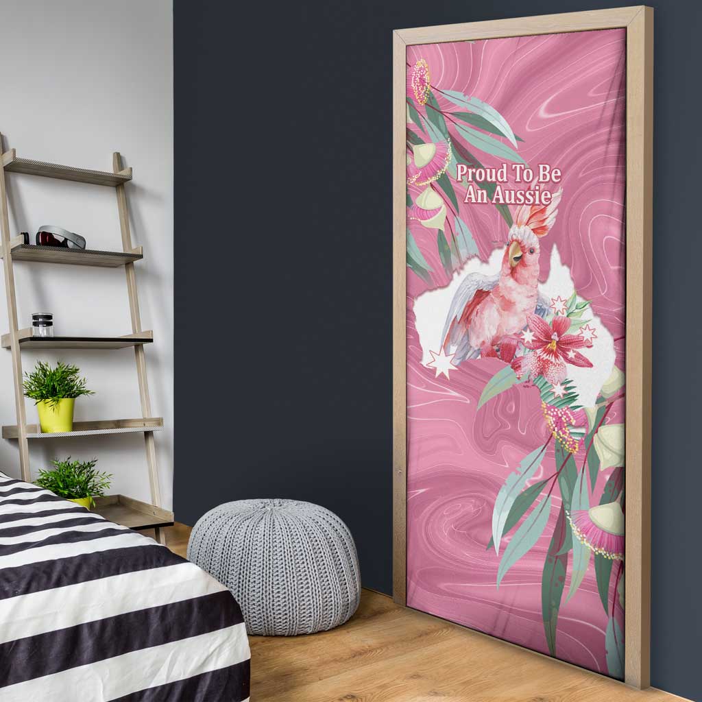 Pink Cockatoo Australia Day Door Cover Proud To Be An Aussie Opal Eucalyptus Blossoms - Aussie Hoodie