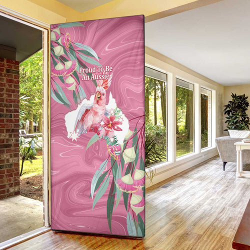 Pink Cockatoo Australia Day Door Cover Proud To Be An Aussie Opal Eucalyptus Blossoms - Aussie Hoodie