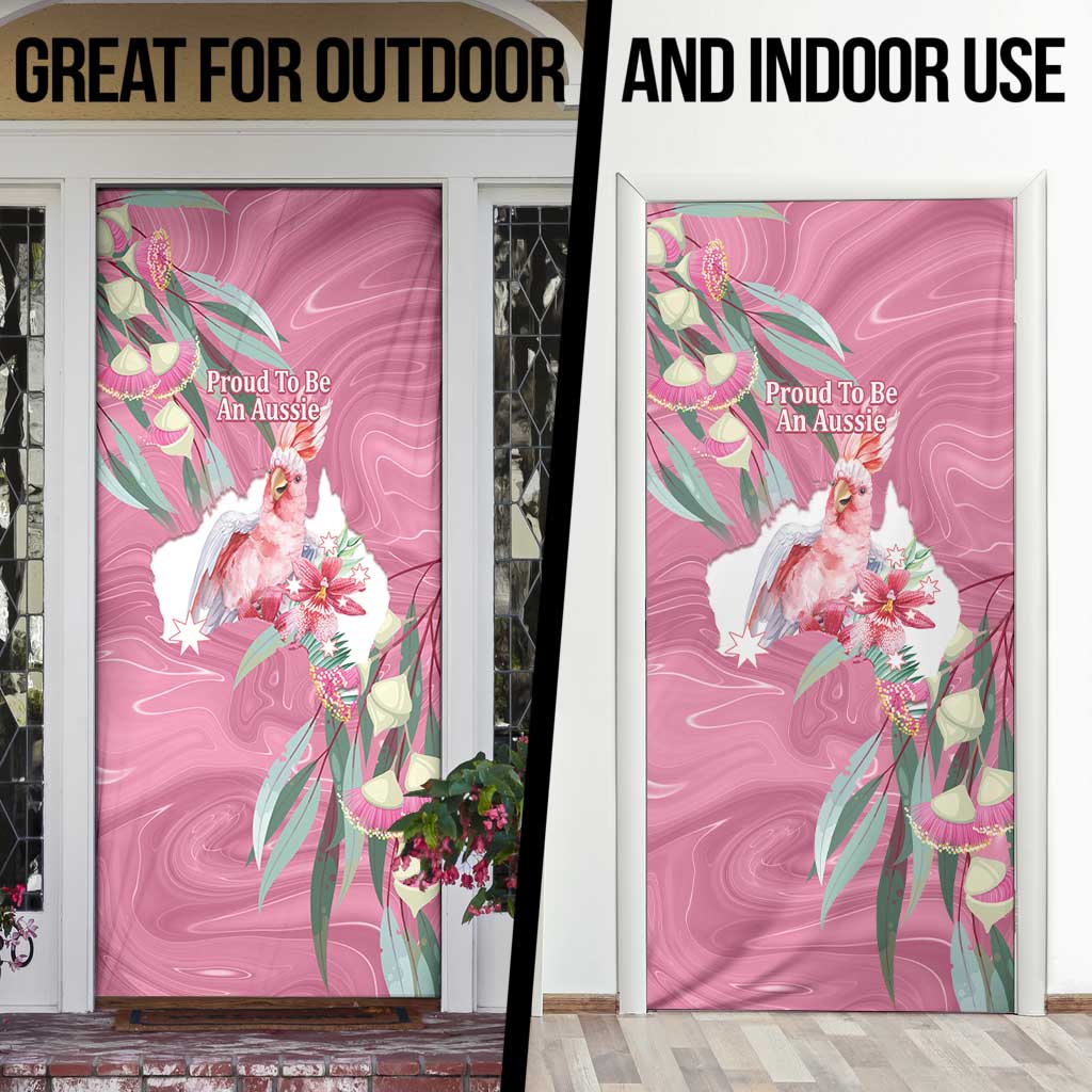 Pink Cockatoo Australia Day Door Cover Proud To Be An Aussie Opal Eucalyptus Blossoms - Aussie Hoodie