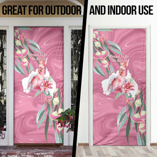 Pink Cockatoo Australia Day Door Cover Proud To Be An Aussie Opal Eucalyptus Blossoms - Aussie Hoodie