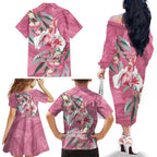 Pink Cockatoo Australia Day Family Matching Off The Shoulder Long Sleeve Dress and Hawaiian Shirt Proud To Be An Aussie Opal Eucalyptus Blossoms - Aussie Hoodie