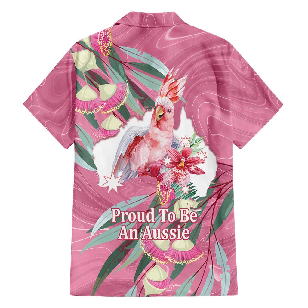 Pink Cockatoo Australia Day Family Matching Off The Shoulder Long Sleeve Dress and Hawaiian Shirt Proud To Be An Aussie Opal Eucalyptus Blossoms - Aussie Hoodie