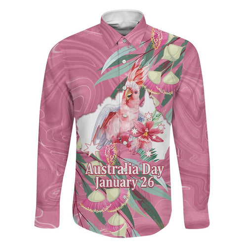 Pink Cockatoo Australia Day Family Matching Off Shoulder Maxi Dress and Hawaiian Shirt Proud To Be An Aussie Opal Eucalyptus Blossoms - Aussie Hoodie