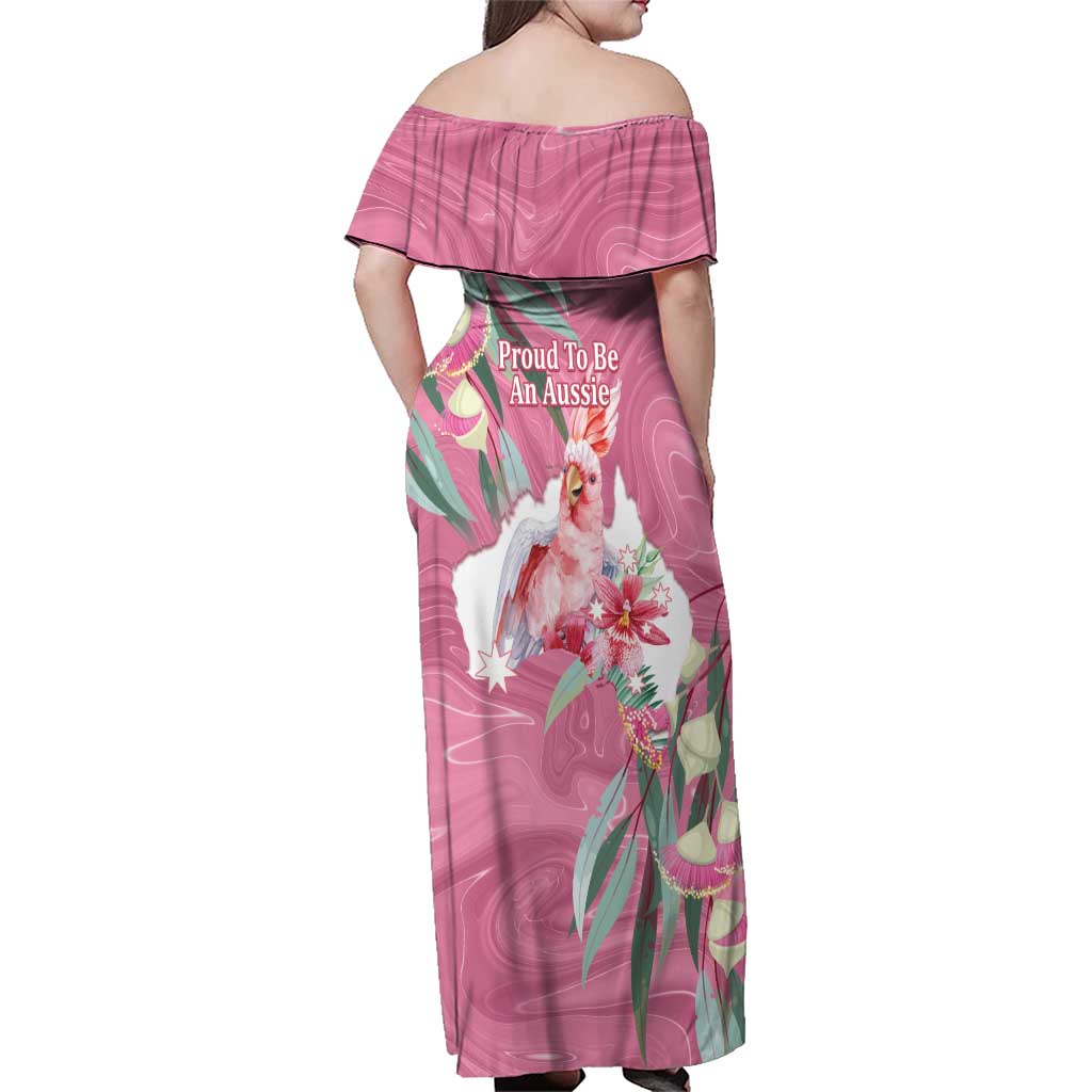 Pink Cockatoo Australia Day Family Matching Off Shoulder Maxi Dress and Hawaiian Shirt Proud To Be An Aussie Opal Eucalyptus Blossoms - Aussie Hoodie