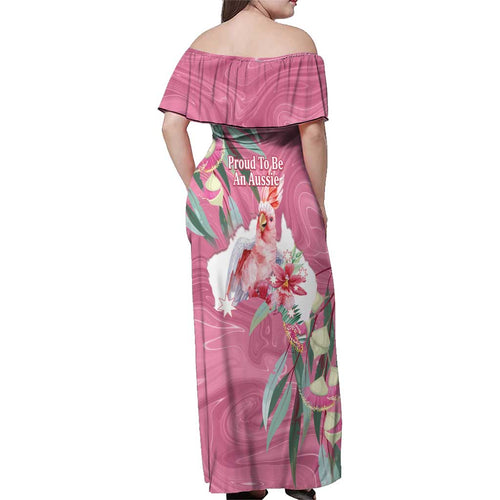 Pink Cockatoo Australia Day Family Matching Off Shoulder Maxi Dress and Hawaiian Shirt Proud To Be An Aussie Opal Eucalyptus Blossoms - Aussie Hoodie