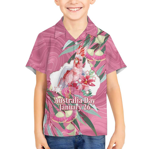 Pink Cockatoo Australia Day Family Matching Off Shoulder Maxi Dress and Hawaiian Shirt Proud To Be An Aussie Opal Eucalyptus Blossoms - Aussie Hoodie