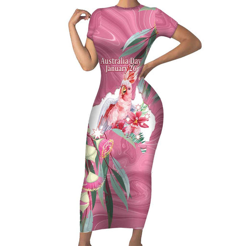 Pink Cockatoo Australia Day Family Matching Short Sleeve Bodycon Dress and Hawaiian Shirt Proud To Be An Aussie Opal Eucalyptus Blossoms - Aussie Hoodie