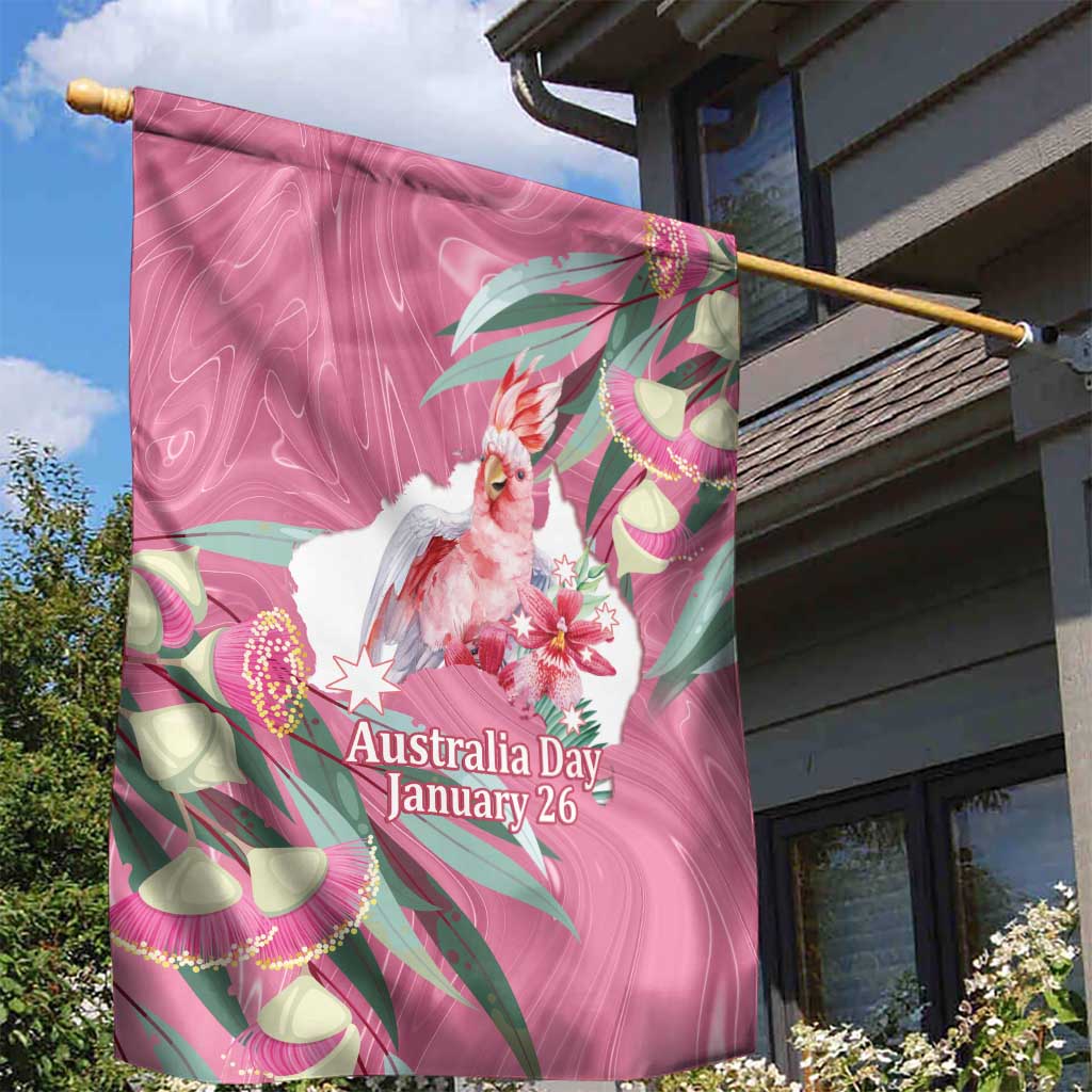 Pink Cockatoo Australia Day Garden Flag Proud To Be An Aussie Opal Eucalyptus Blossoms - Aussie Hoodie