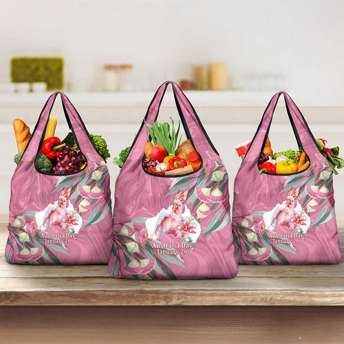 Pink Cockatoo Australia Day Grocery Bag Proud To Be An Aussie Opal Eucalyptus Blossoms - Aussie Hoodie