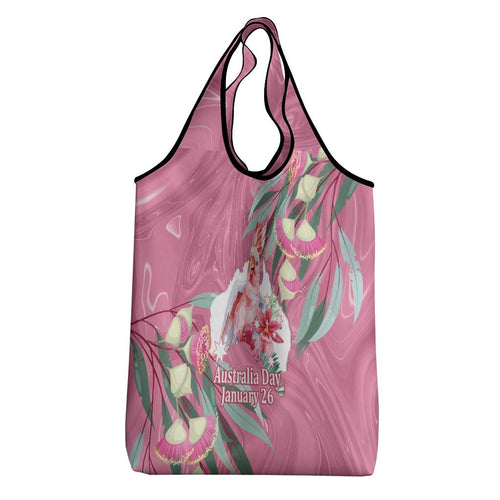 Pink Cockatoo Australia Day Grocery Bag Proud To Be An Aussie Opal Eucalyptus Blossoms - Aussie Hoodie