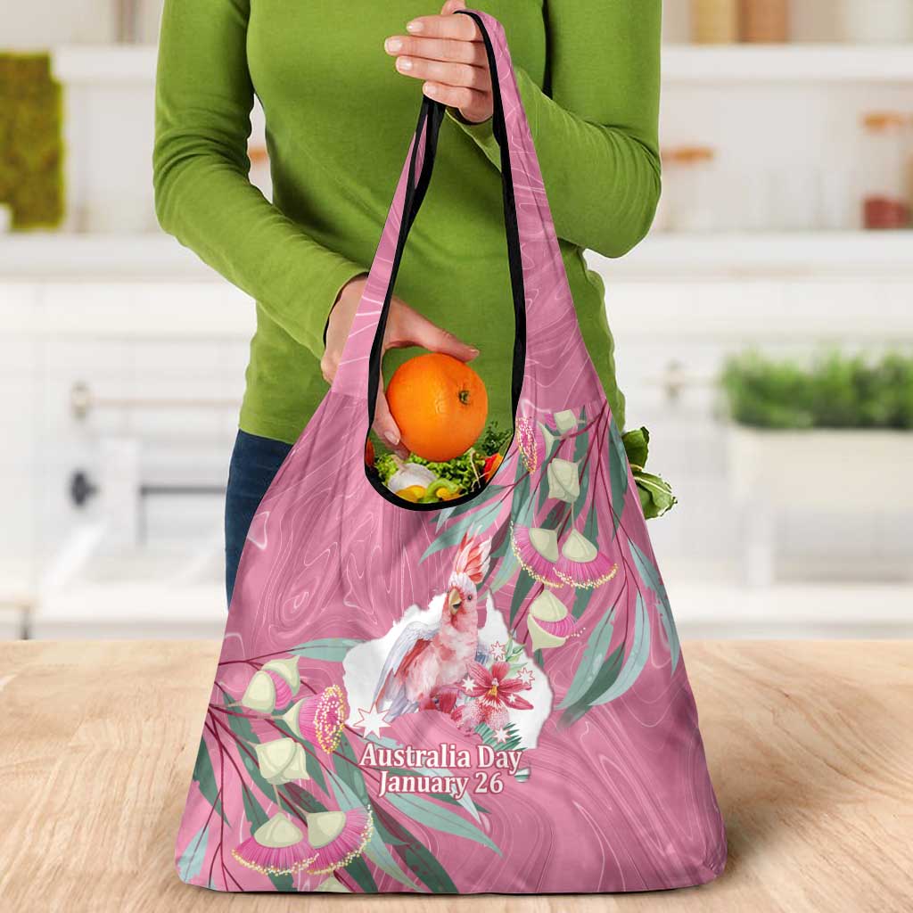 Pink Cockatoo Australia Day Grocery Bag Proud To Be An Aussie Opal Eucalyptus Blossoms - Aussie Hoodie