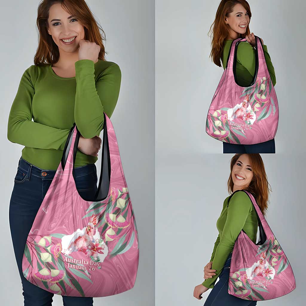 Pink Cockatoo Australia Day Grocery Bag Proud To Be An Aussie Opal Eucalyptus Blossoms - Aussie Hoodie