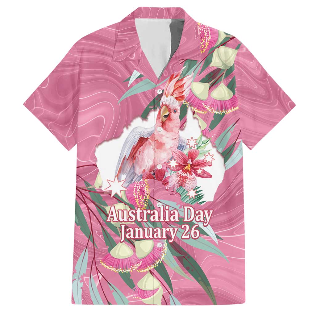 Pink Cockatoo Australia Day Hawaiian Shirt Proud To Be An Aussie Opal Eucalyptus Blossoms - Aussie Hoodie