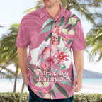 Pink Cockatoo Australia Day Hawaiian Shirt Proud To Be An Aussie Opal Eucalyptus Blossoms - Aussie Hoodie