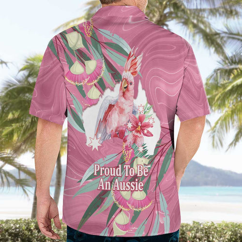 Pink Cockatoo Australia Day Hawaiian Shirt Proud To Be An Aussie Opal Eucalyptus Blossoms - Aussie Hoodie
