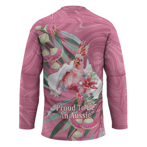 Pink Cockatoo Australia Day Hockey Jersey Proud To Be An Aussie Opal Eucalyptus Blossoms - Aussie Hoodie