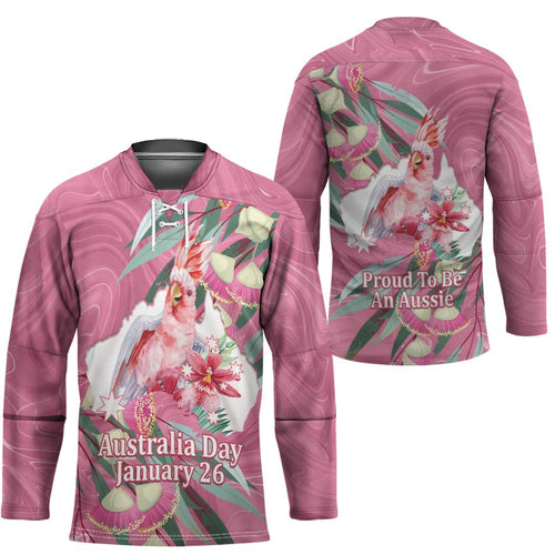 Pink Cockatoo Australia Day Hockey Jersey Proud To Be An Aussie Opal Eucalyptus Blossoms - Aussie Hoodie