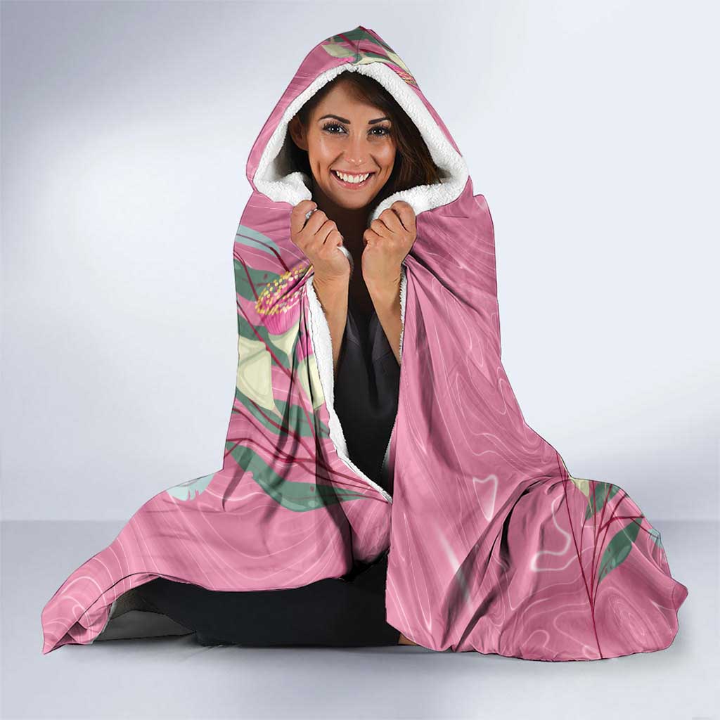 Pink Cockatoo Australia Day Hooded Blanket Proud To Be An Aussie Opal Eucalyptus Blossoms - Aussie Hoodie
