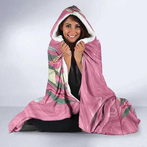 Pink Cockatoo Australia Day Hooded Blanket Proud To Be An Aussie Opal Eucalyptus Blossoms - Aussie Hoodie