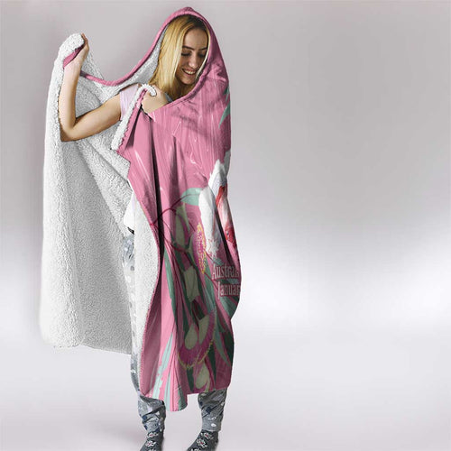 Pink Cockatoo Australia Day Hooded Blanket Proud To Be An Aussie Opal Eucalyptus Blossoms - Aussie Hoodie