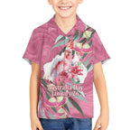 Pink Cockatoo Australia Day Kid Hawaiian Shirt Proud To Be An Aussie Opal Eucalyptus Blossoms - Aussie Hoodie