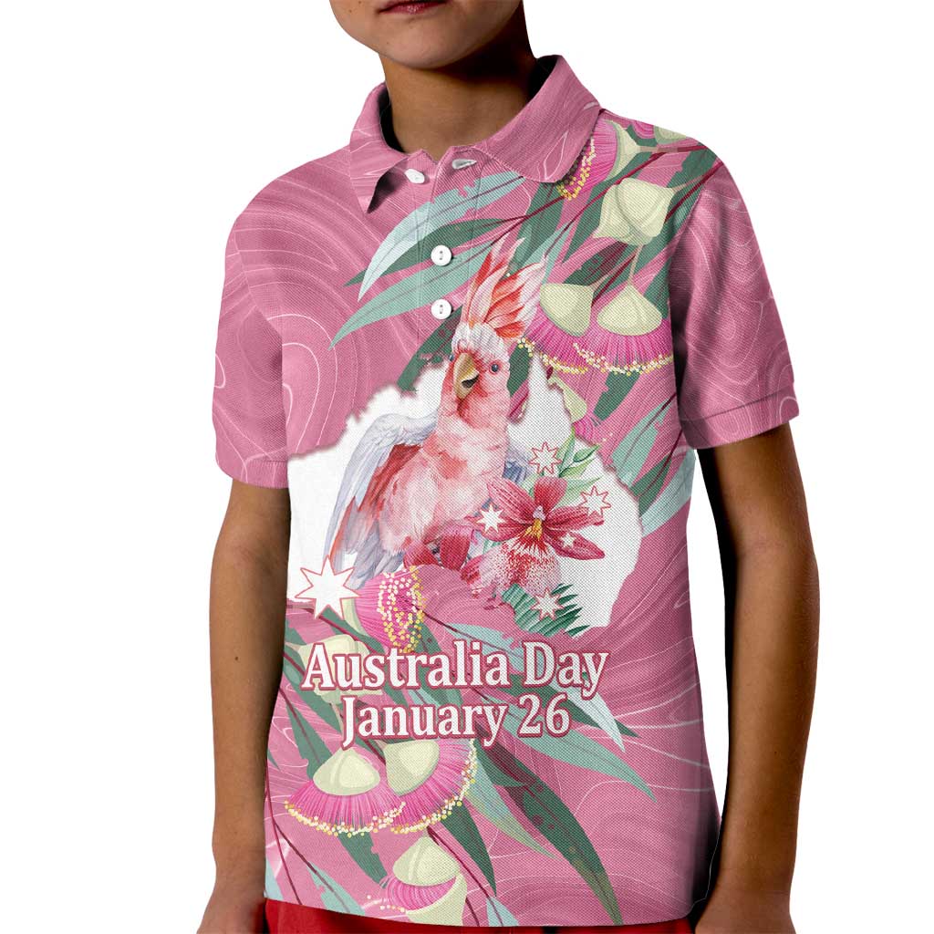 Pink Cockatoo Australia Day Kid Polo Shirt Proud To Be An Aussie Opal Eucalyptus Blossoms - Aussie Hoodie