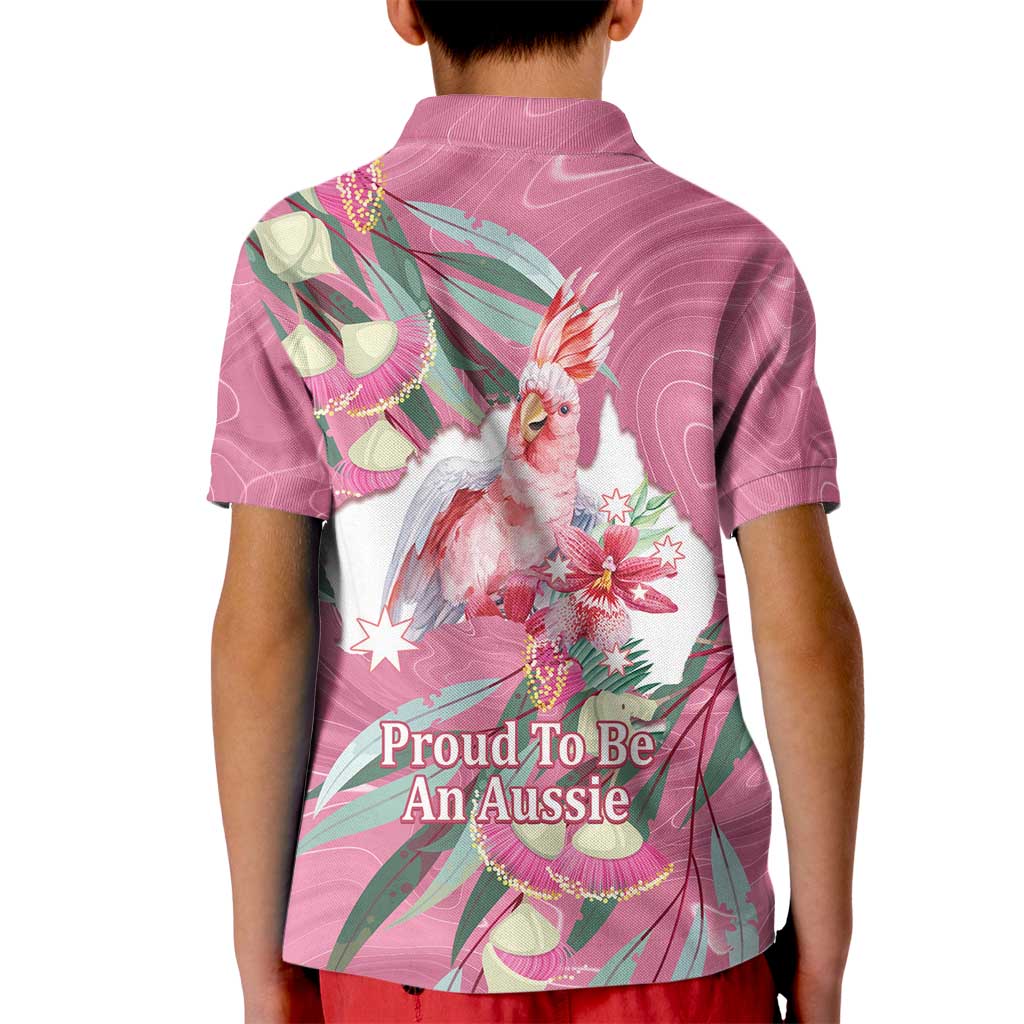 Pink Cockatoo Australia Day Kid Polo Shirt Proud To Be An Aussie Opal Eucalyptus Blossoms - Aussie Hoodie