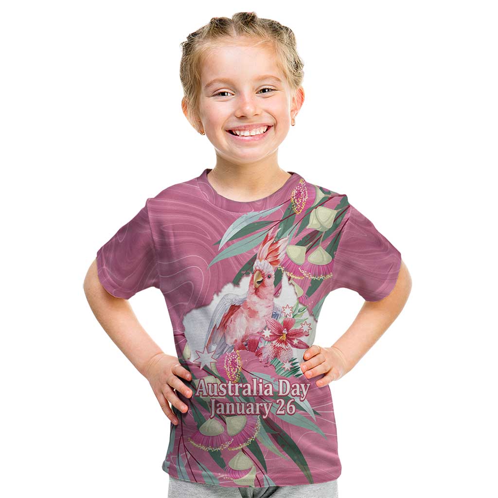 Pink Cockatoo Australia Day Kid T Shirt Proud To Be An Aussie Opal Eucalyptus Blossoms - Aussie Hoodie