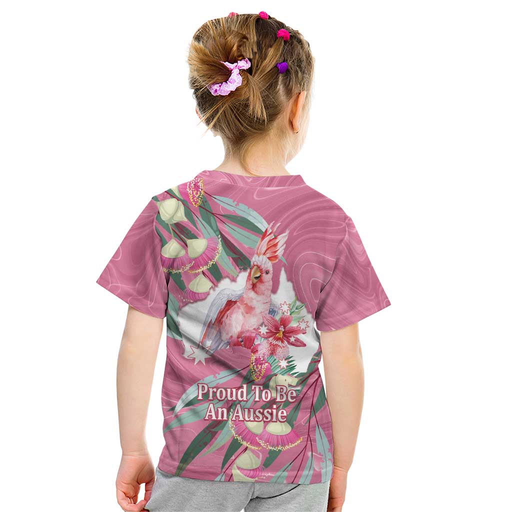 Pink Cockatoo Australia Day Kid T Shirt Proud To Be An Aussie Opal Eucalyptus Blossoms - Aussie Hoodie