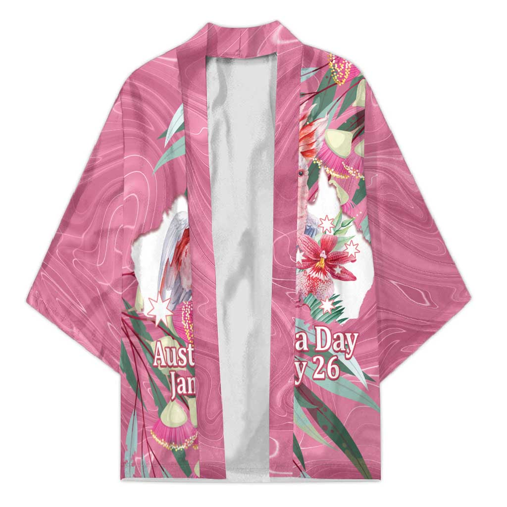 Pink Cockatoo Australia Day Kimono Proud To Be An Aussie Opal Eucalyptus Blossoms - Aussie Hoodie