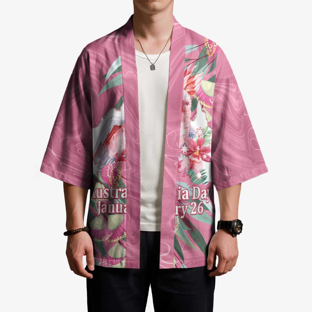 Pink Cockatoo Australia Day Kimono Proud To Be An Aussie Opal Eucalyptus Blossoms - Aussie Hoodie