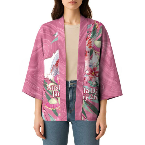 Pink Cockatoo Australia Day Kimono Proud To Be An Aussie Opal Eucalyptus Blossoms - Aussie Hoodie