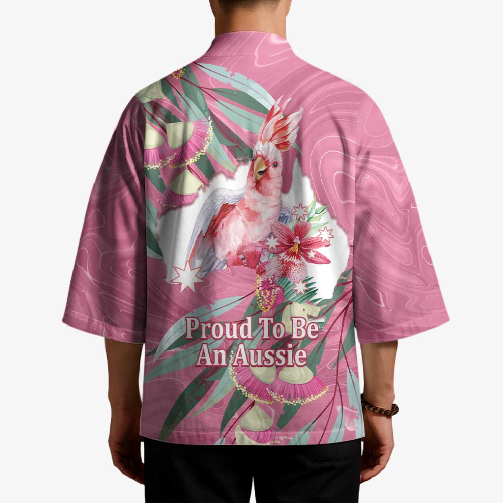 Pink Cockatoo Australia Day Kimono Proud To Be An Aussie Opal Eucalyptus Blossoms - Aussie Hoodie