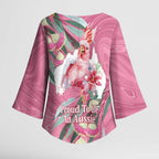 Pink Cockatoo Australia Day Kimono Sleeve Blouse Proud To Be An Aussie Opal Eucalyptus Blossoms - Aussie Hoodie