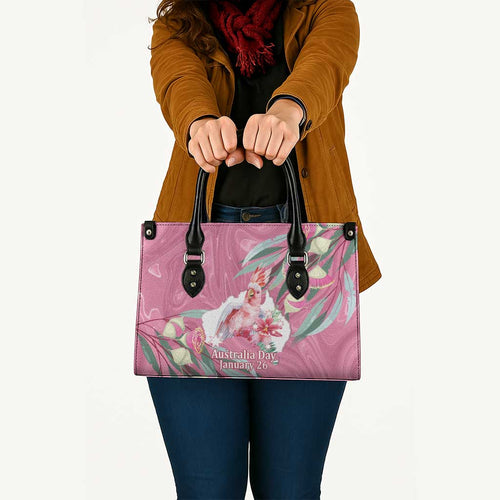 Pink Cockatoo Australia Day Leather Bag Proud To Be An Aussie Opal Eucalyptus Blossoms - Aussie Hoodie