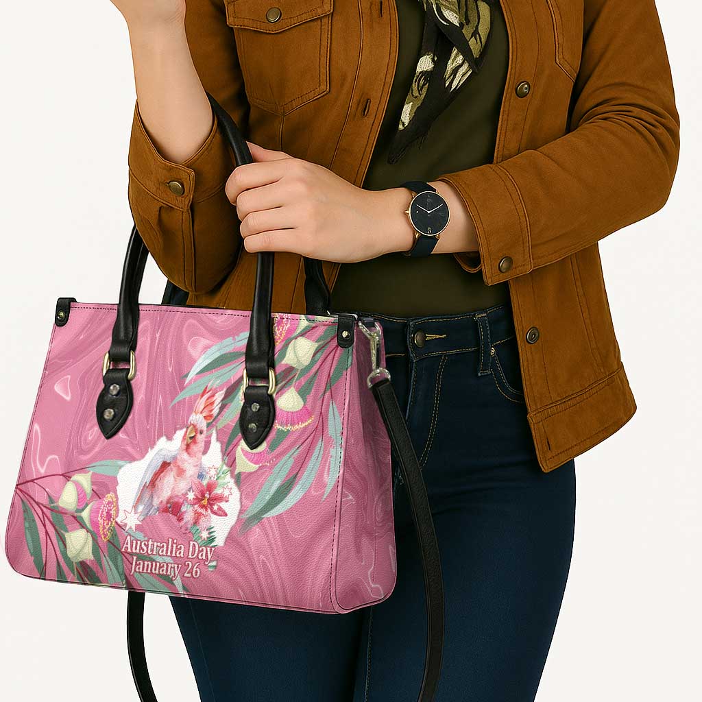 Pink Cockatoo Australia Day Leather Bag Proud To Be An Aussie Opal Eucalyptus Blossoms - Aussie Hoodie