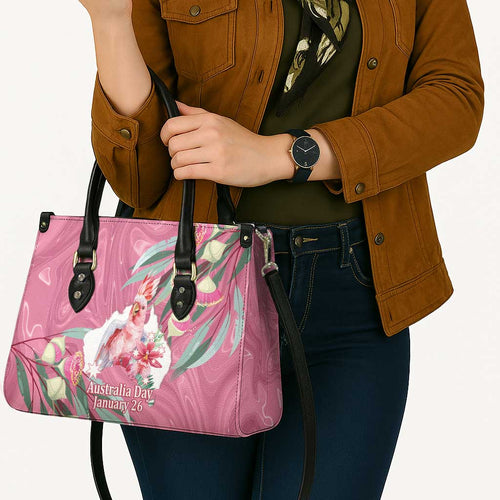 Pink Cockatoo Australia Day Leather Bag Proud To Be An Aussie Opal Eucalyptus Blossoms - Aussie Hoodie