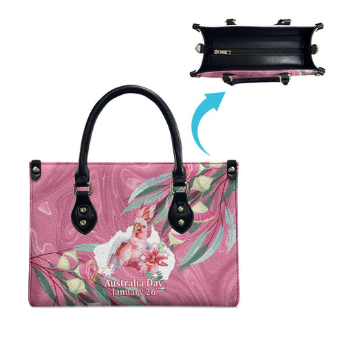 Pink Cockatoo Australia Day Leather Bag Proud To Be An Aussie Opal Eucalyptus Blossoms - Aussie Hoodie