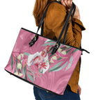 Pink Cockatoo Australia Day Leather Tote Bag Proud To Be An Aussie Opal Eucalyptus Blossoms - Aussie Hoodie