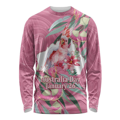 Pink Cockatoo Australia Day Long Sleeve Shirt Proud To Be An Aussie Opal Eucalyptus Blossoms - Aussie Hoodie