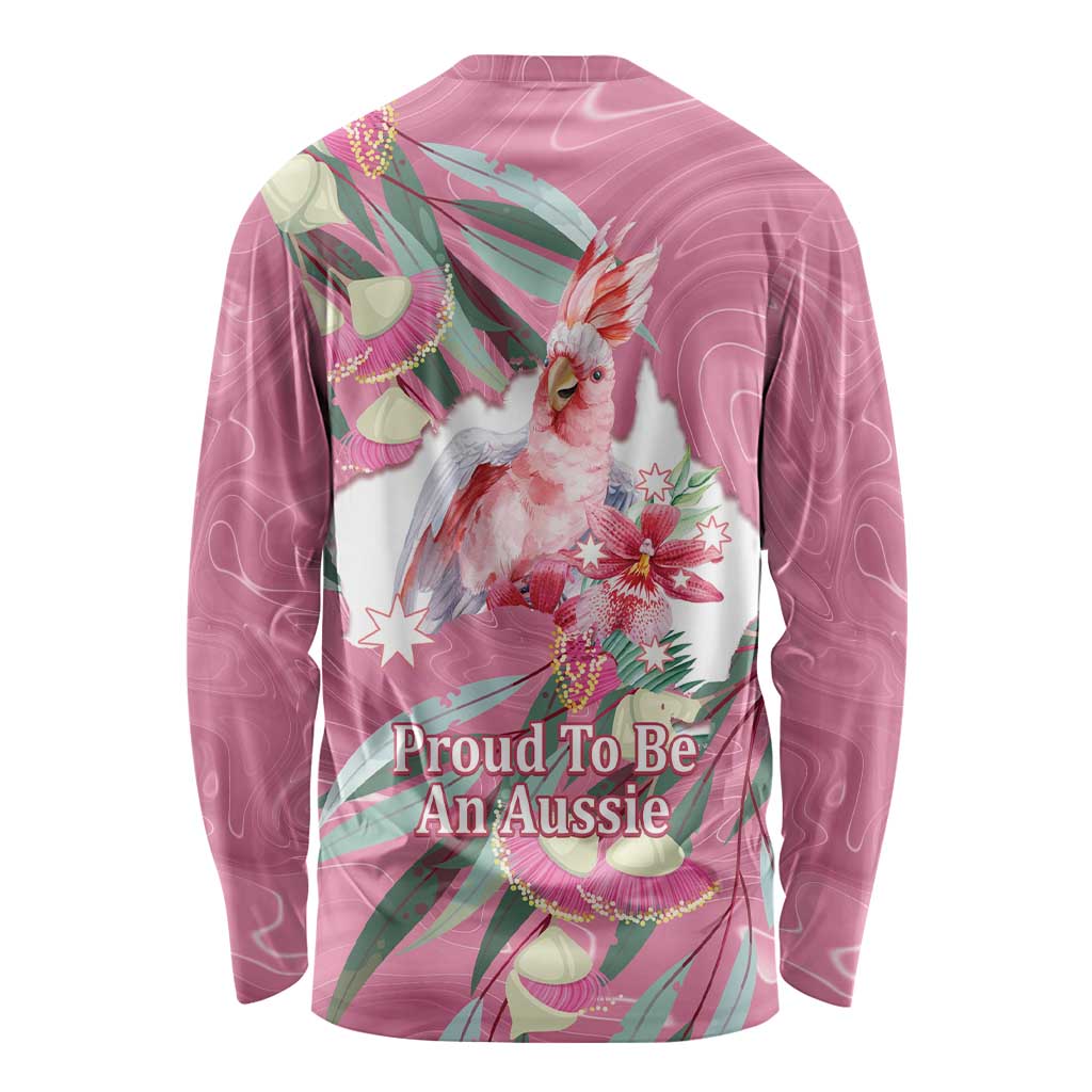 Pink Cockatoo Australia Day Long Sleeve Shirt Proud To Be An Aussie Opal Eucalyptus Blossoms - Aussie Hoodie