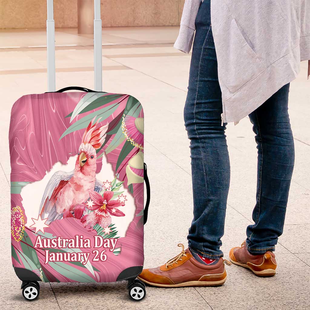 Pink Cockatoo Australia Day Luggage Cover Proud To Be An Aussie Opal Eucalyptus Blossoms - Aussie Hoodie