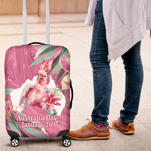 Pink Cockatoo Australia Day Luggage Cover Proud To Be An Aussie Opal Eucalyptus Blossoms - Aussie Hoodie