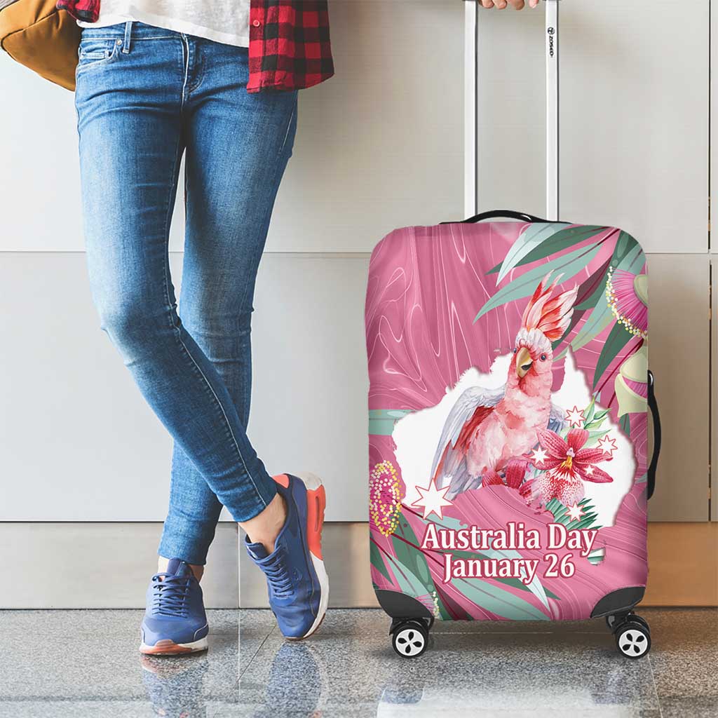 Pink Cockatoo Australia Day Luggage Cover Proud To Be An Aussie Opal Eucalyptus Blossoms - Aussie Hoodie