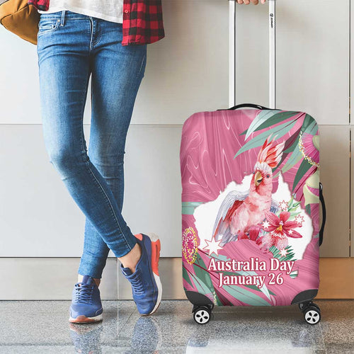 Pink Cockatoo Australia Day Luggage Cover Proud To Be An Aussie Opal Eucalyptus Blossoms - Aussie Hoodie