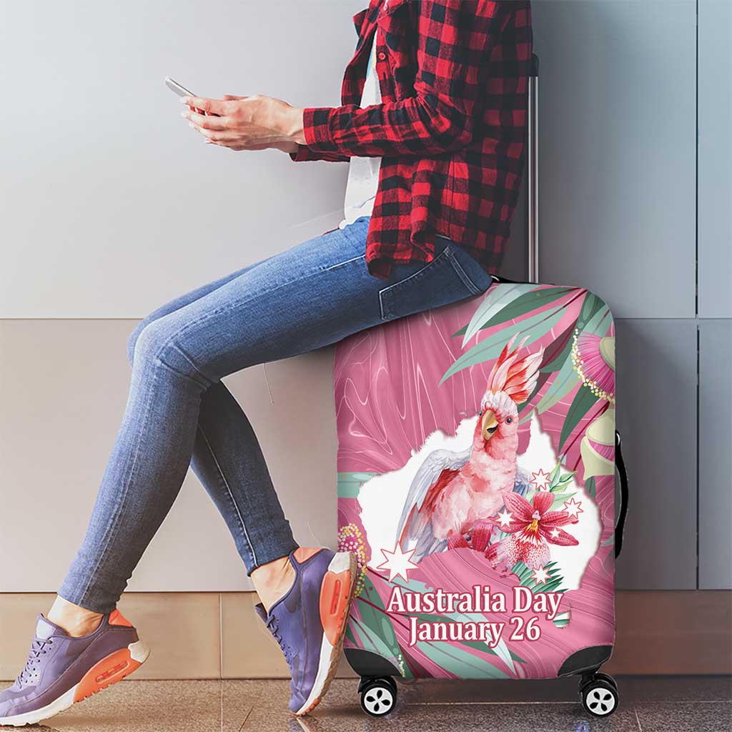Pink Cockatoo Australia Day Luggage Cover Proud To Be An Aussie Opal Eucalyptus Blossoms - Aussie Hoodie
