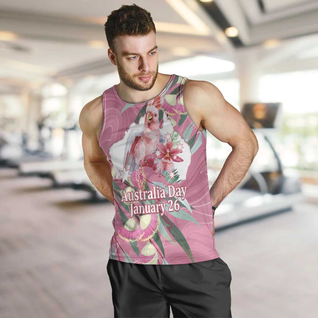 Pink Cockatoo Australia Day Men Tank Top Proud To Be An Aussie Opal Eucalyptus Blossoms - Aussie Hoodie