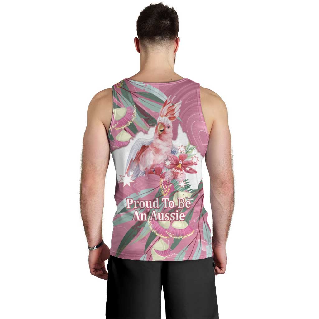 Pink Cockatoo Australia Day Men Tank Top Proud To Be An Aussie Opal Eucalyptus Blossoms - Aussie Hoodie